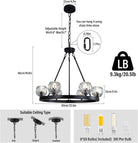 YUYI Black Wagon Wheel Crystal Chandelier 23-Inch 6-Light Farmhouse