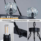 YUYI Black Wagon Wheel Crystal Chandelier 23-Inch 6-Light Farmhouse