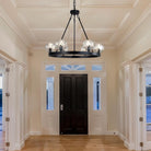 YUYI Black Wagon Wheel Crystal Chandelier 23-Inch 6-Light Farmhouse