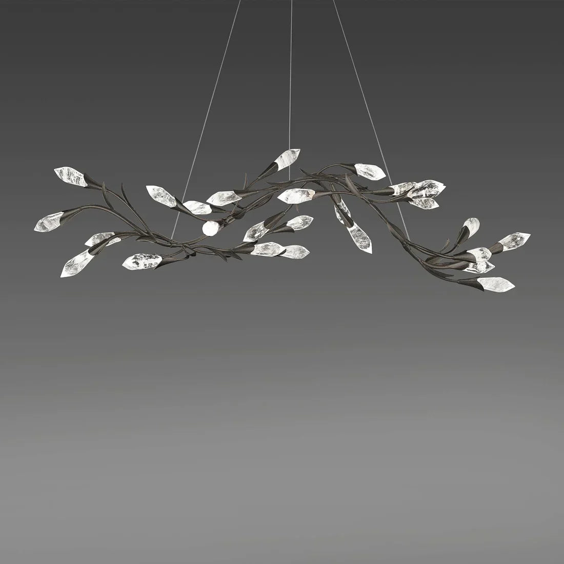 Modern Linear/Round Floral Branches Crystal Chandelier