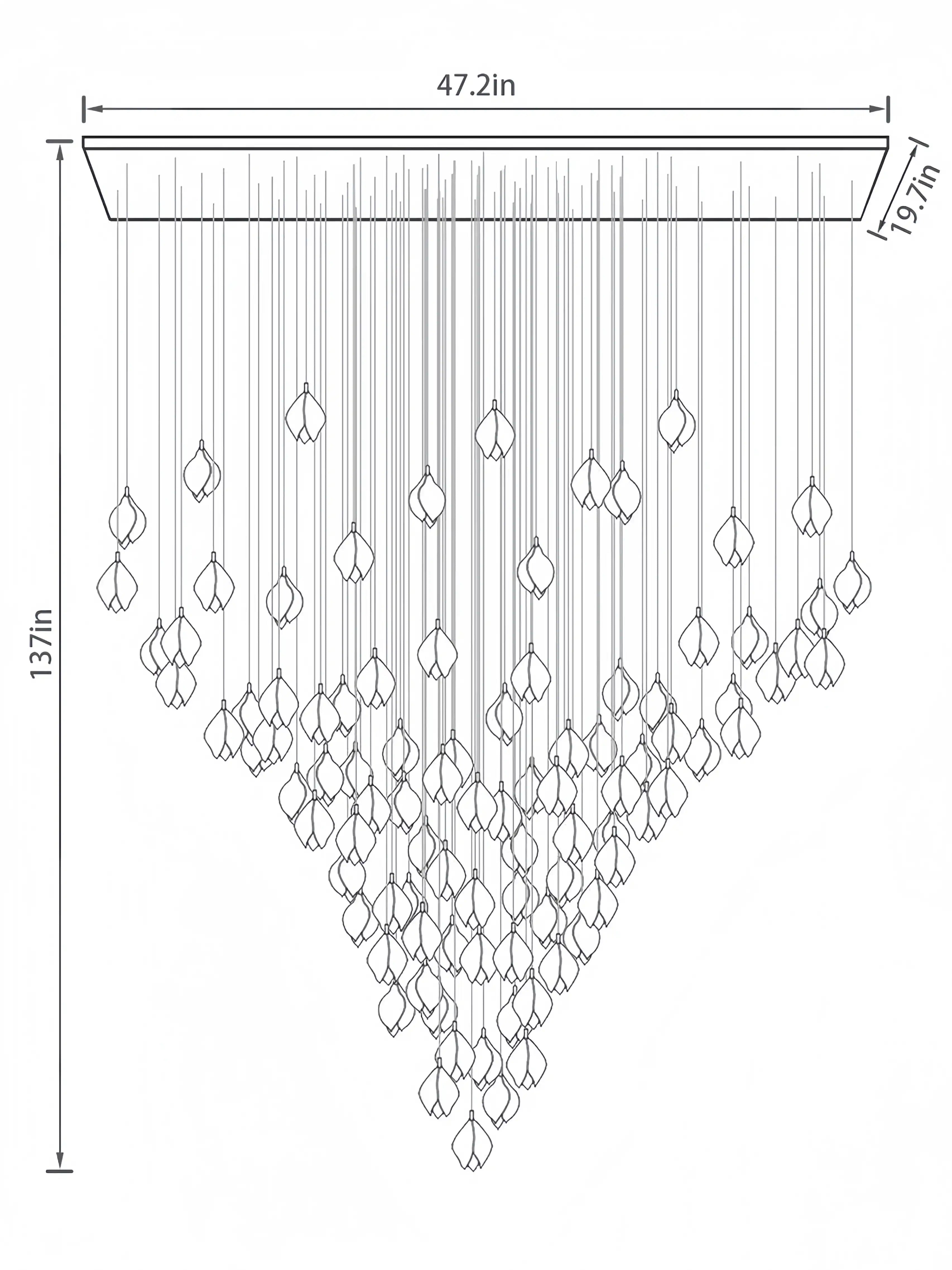 Bloom Chandelier - 26 Lights | Ellipse styleEmitting White LightingBlushlighting