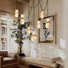 Blushlighting Ethereal Globe Pendant Light - Statement Alabaster - XL - 7 light - D10*2+D12*2+D15*3CM/D4"*2+D5"*2+D6"*3Warm LightBlackBlushlighting