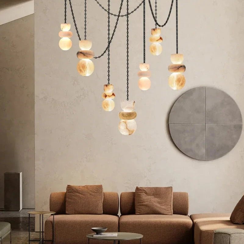 Blushlighting Ethereal Globe Pendant Light - Statement Alabaster - XL - 1 light - D10*H20CM/D4"*H8"Warm LightBlackBlushlighting