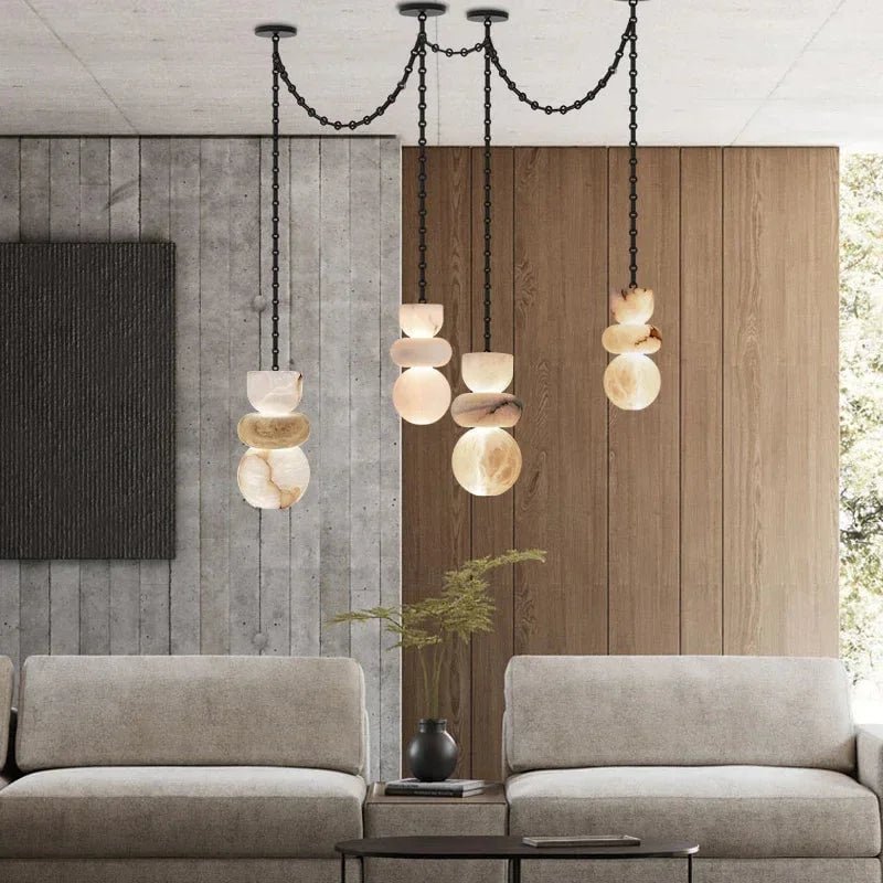 Blushlighting Ethereal Globe Pendant Light - Statement Alabaster - XL - 1 light - D10*H20CM/D4"*H8"Warm LightBlackBlushlighting