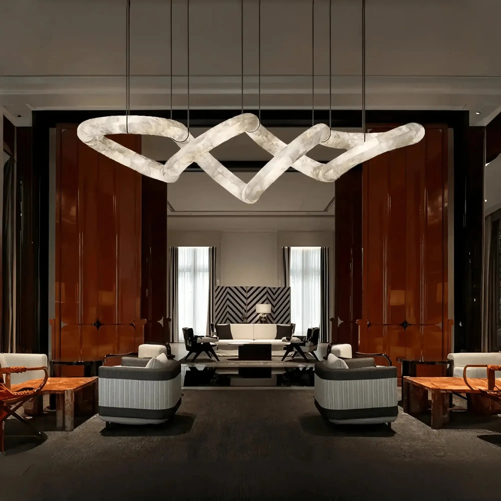 Blushlighting Infinity Massive Alabaster Chandelier - L96"xW31"xH24"Warm WhiteBlackBlushlighting