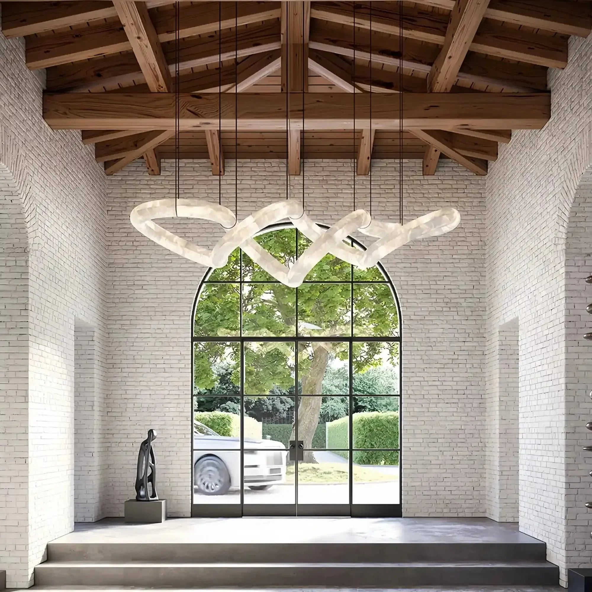 Blushlighting Infinity Massive Alabaster Chandelier - L96"xW31"xH24"Warm WhiteBlackBlushlighting