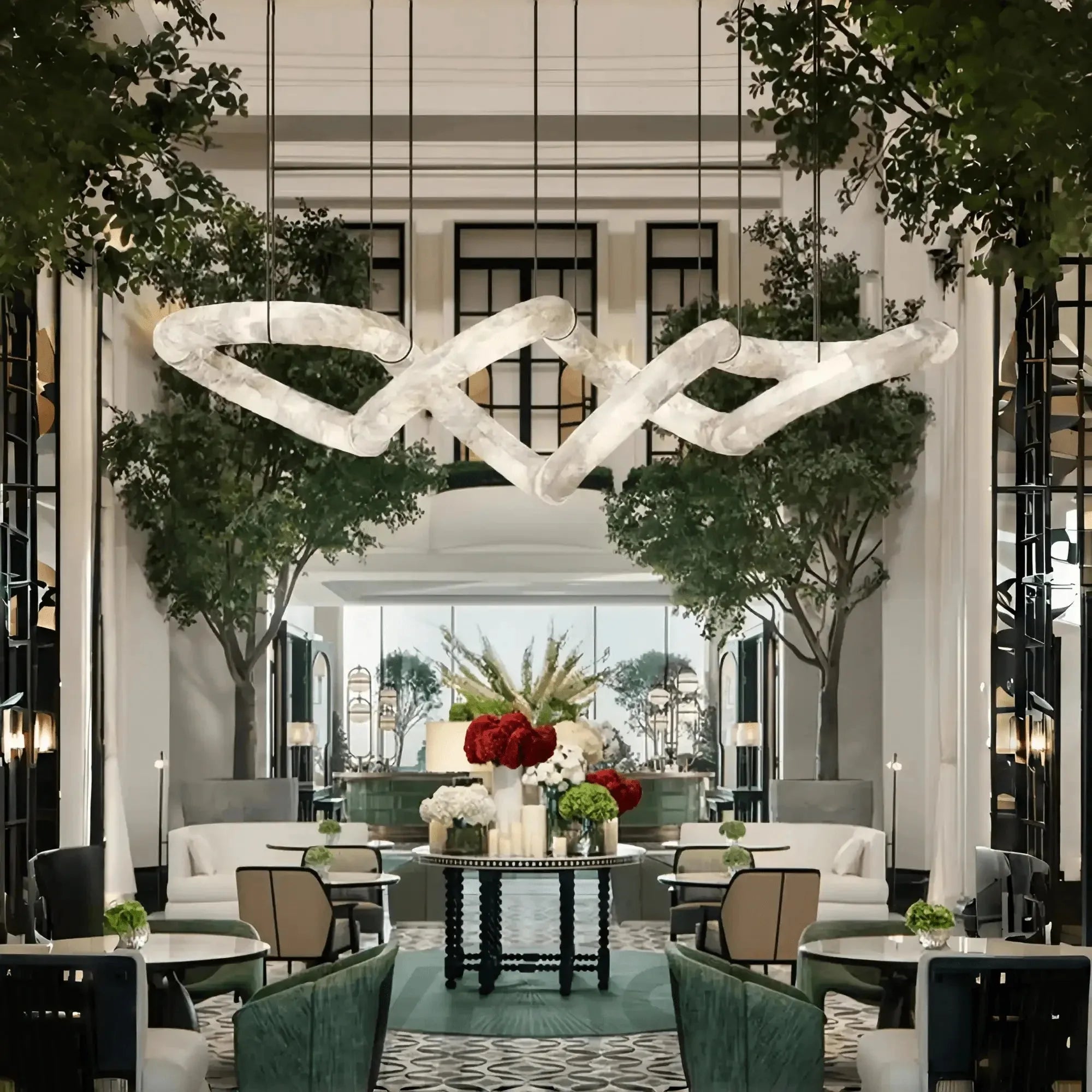Blushlighting Infinity Massive Alabaster Chandelier - L96"xW31"xH24"Warm WhiteBlackBlushlighting