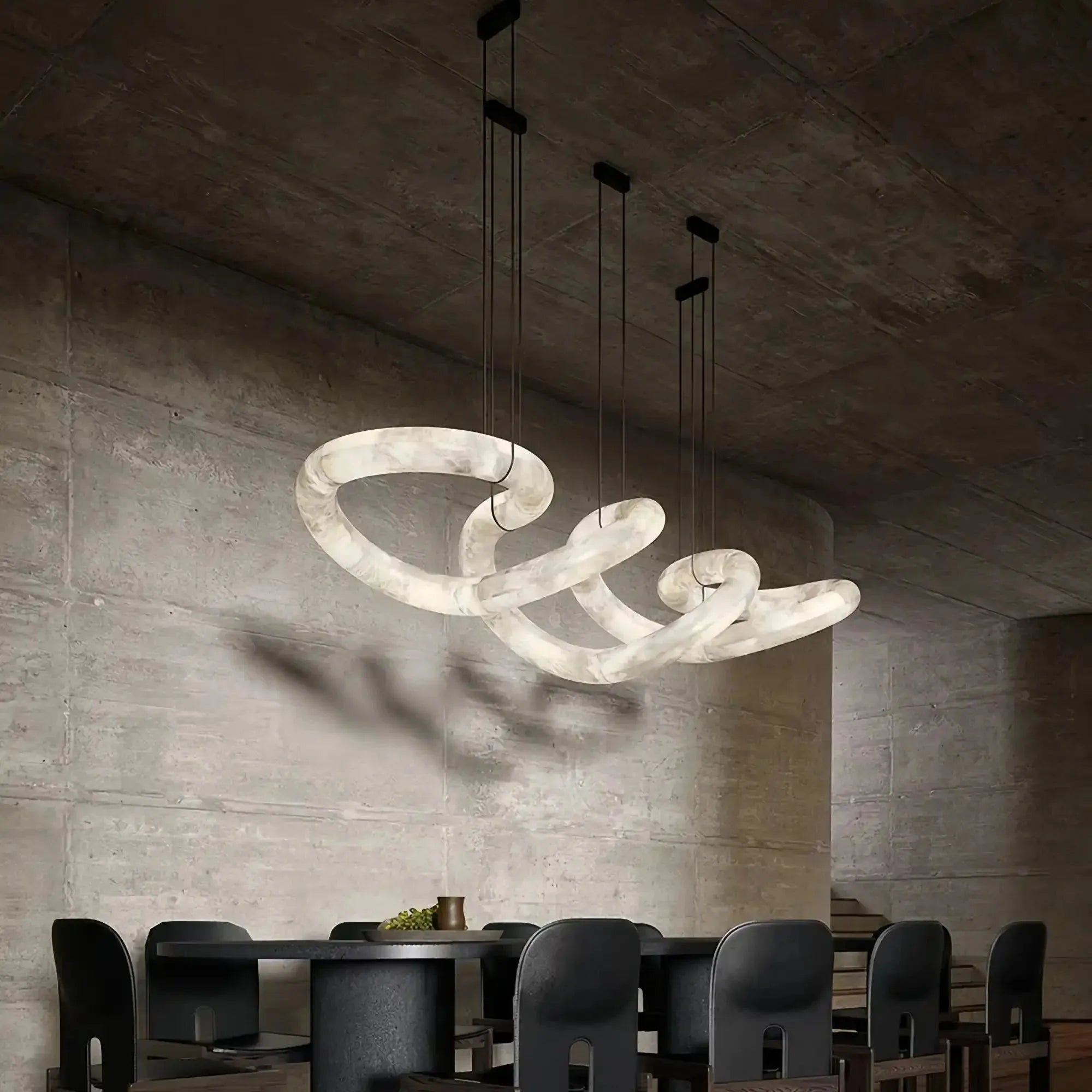Blushlighting Infinity Massive Alabaster Chandelier - L96"xW31"xH24"Warm WhiteBlackBlushlighting
