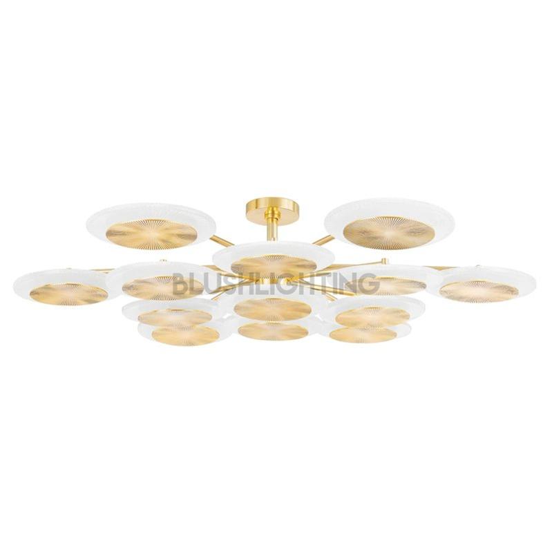 Blushlighting Ovo Ice Glass Round Chandelier 56.75" - GoldBlushlighting