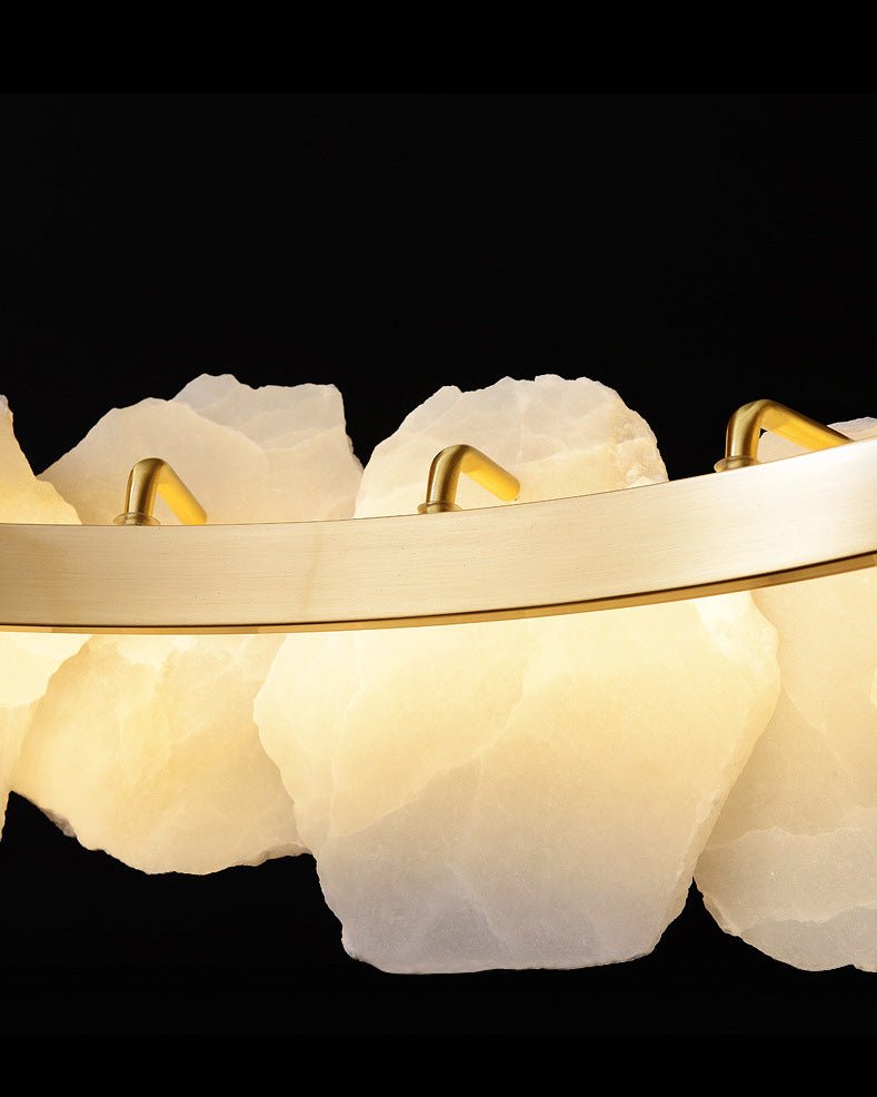 Blushlighting Tiered Circular Alabaster Chandelier - Ø47"xH79"GoldWarm WhiteBlushlighting