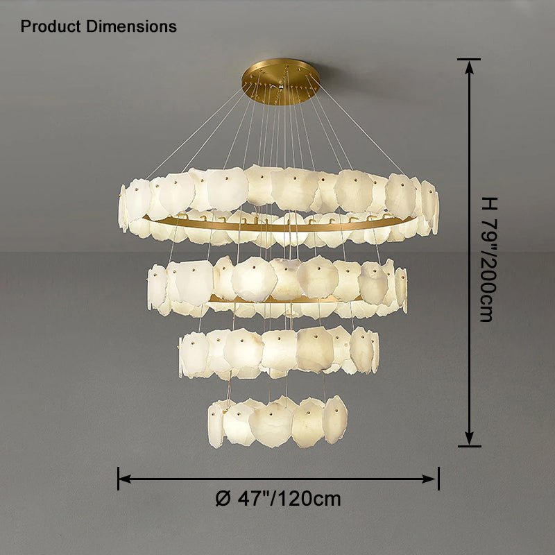 Blushlighting Tiered Circular Alabaster Chandelier - Ø47"xH79"GoldWarm WhiteBlushlighting