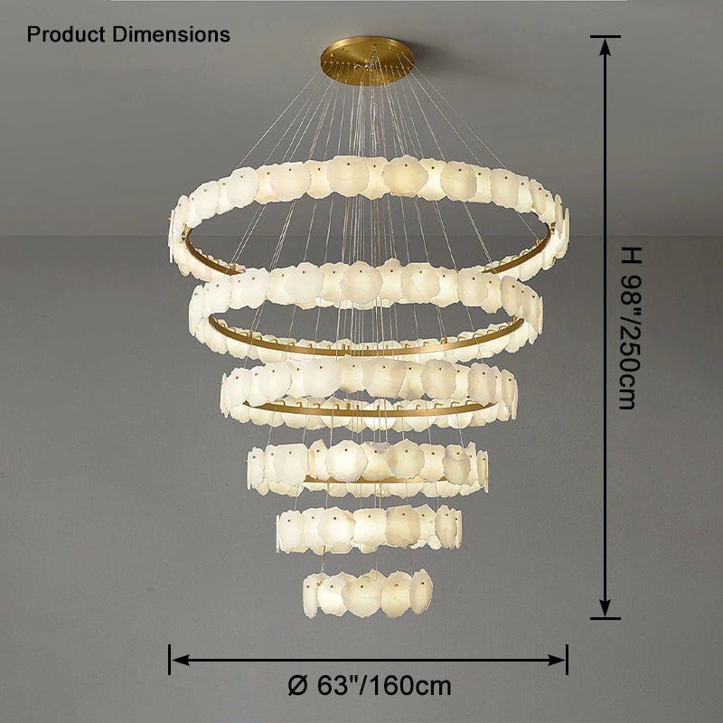 Blushlighting Tiered Circular Alabaster Chandelier - Ø63"xH98"GoldWarm WhiteBlushlighting