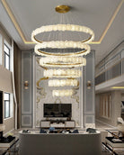 Blushlighting Tiered Circular Alabaster Chandelier - Ø47"xH79"GoldWarm WhiteBlushlighting