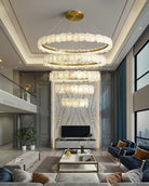 Blushlighting Tiered Circular Alabaster Chandelier - Ø47"xH79"GoldWarm WhiteBlushlighting