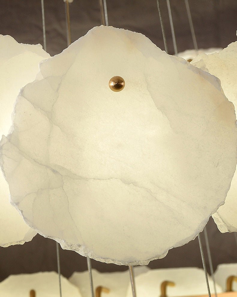 Blushlighting Tiered Circular Alabaster Chandelier - Ø47"xH79"GoldWarm WhiteBlushlighting