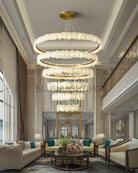 Blushlighting Tiered Circular Alabaster Chandelier - Ø47"xH79"GoldWarm WhiteBlushlighting