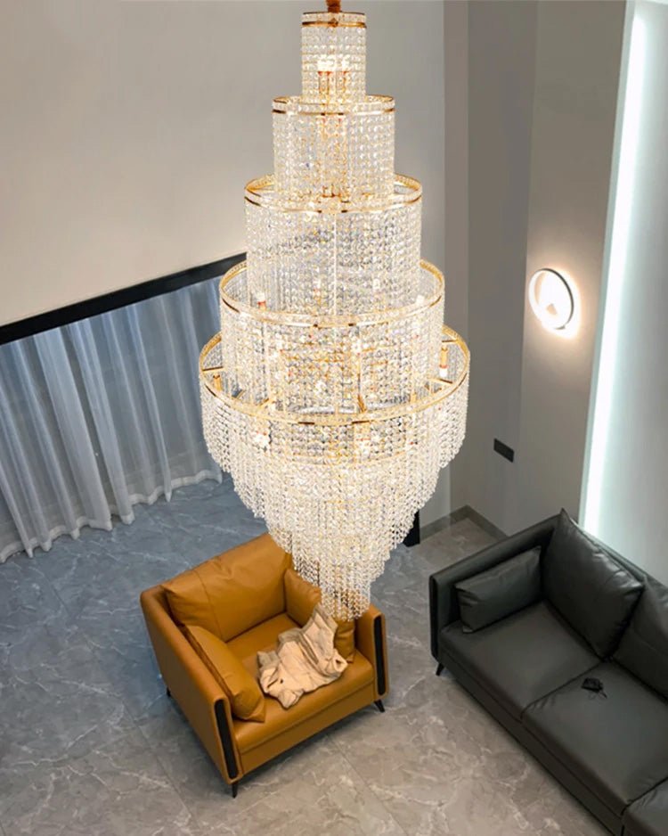 Blushlighting Tiered Crystal Foyer Chandelier - Ø31"×H91"GoldBlushlighting