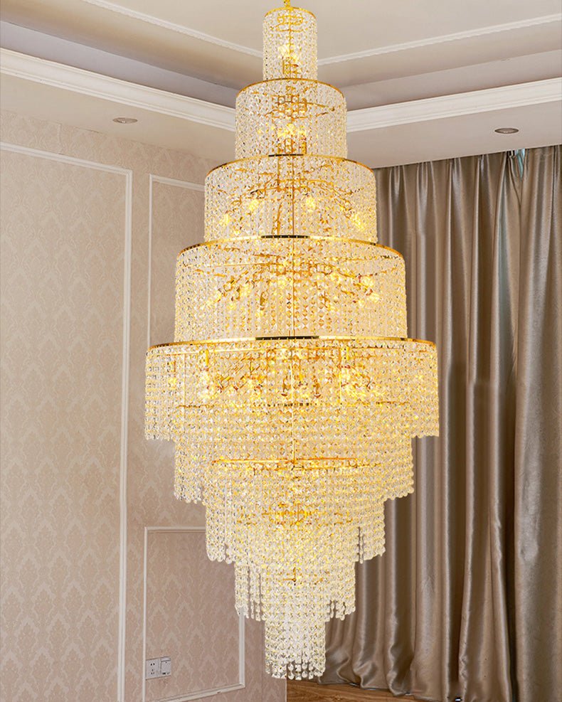 Blushlighting Tiered Crystal Foyer Chandelier - Ø31"×H91"GoldBlushlighting