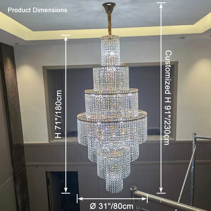 Blushlighting Tiered Crystal Foyer Chandelier - Ø31"×H91"GoldBlushlighting