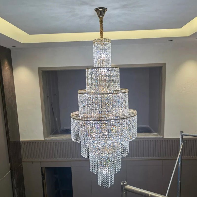 Blushlighting Tiered Crystal Foyer Chandelier - Ø31"×H91"GoldBlushlighting