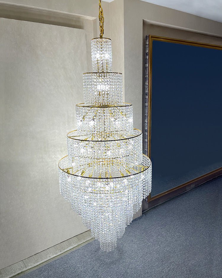 Blushlighting Tiered Crystal Foyer Chandelier - Ø31"×H91"GoldBlushlighting