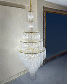 Blushlighting Tiered Crystal Foyer Chandelier - Ø31"×H91"GoldBlushlighting
