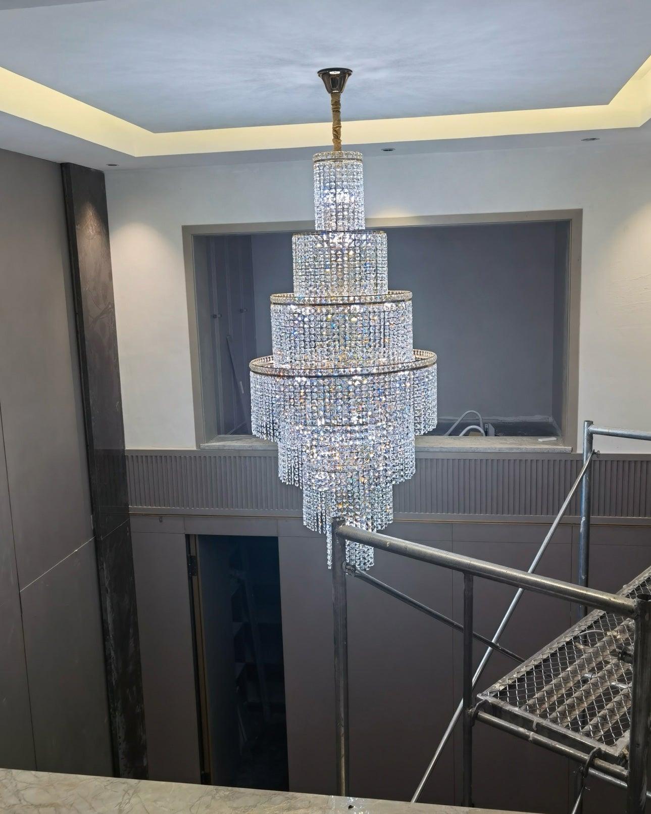 Blushlighting Tiered Crystal Foyer Chandelier - Ø31"×H91"GoldBlushlighting