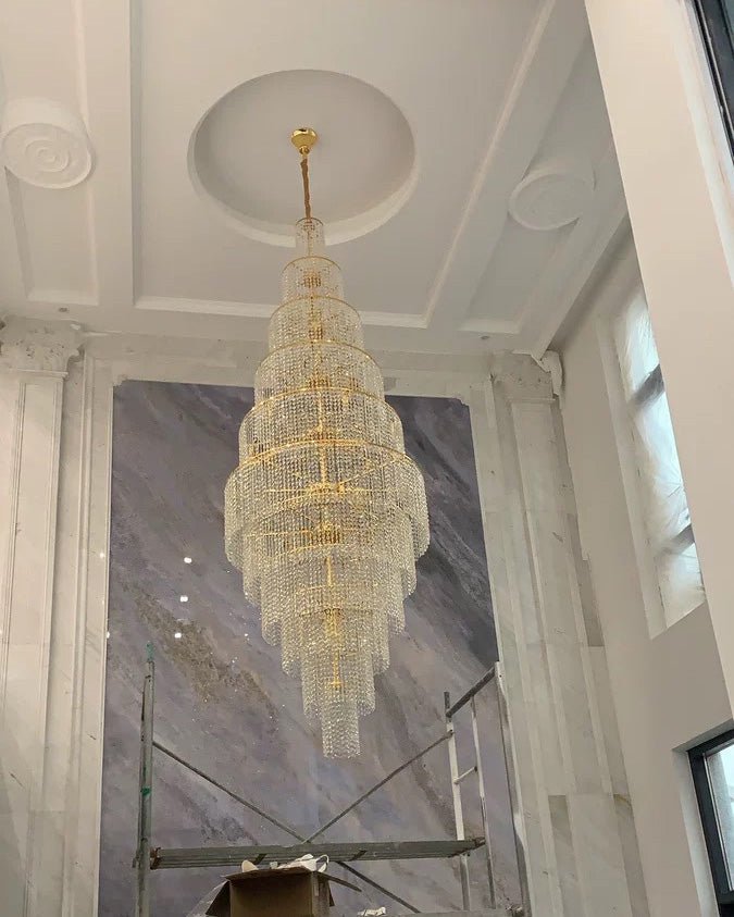 Blushlighting Tiered Crystal Foyer Chandelier - Ø31"×H91"GoldBlushlighting