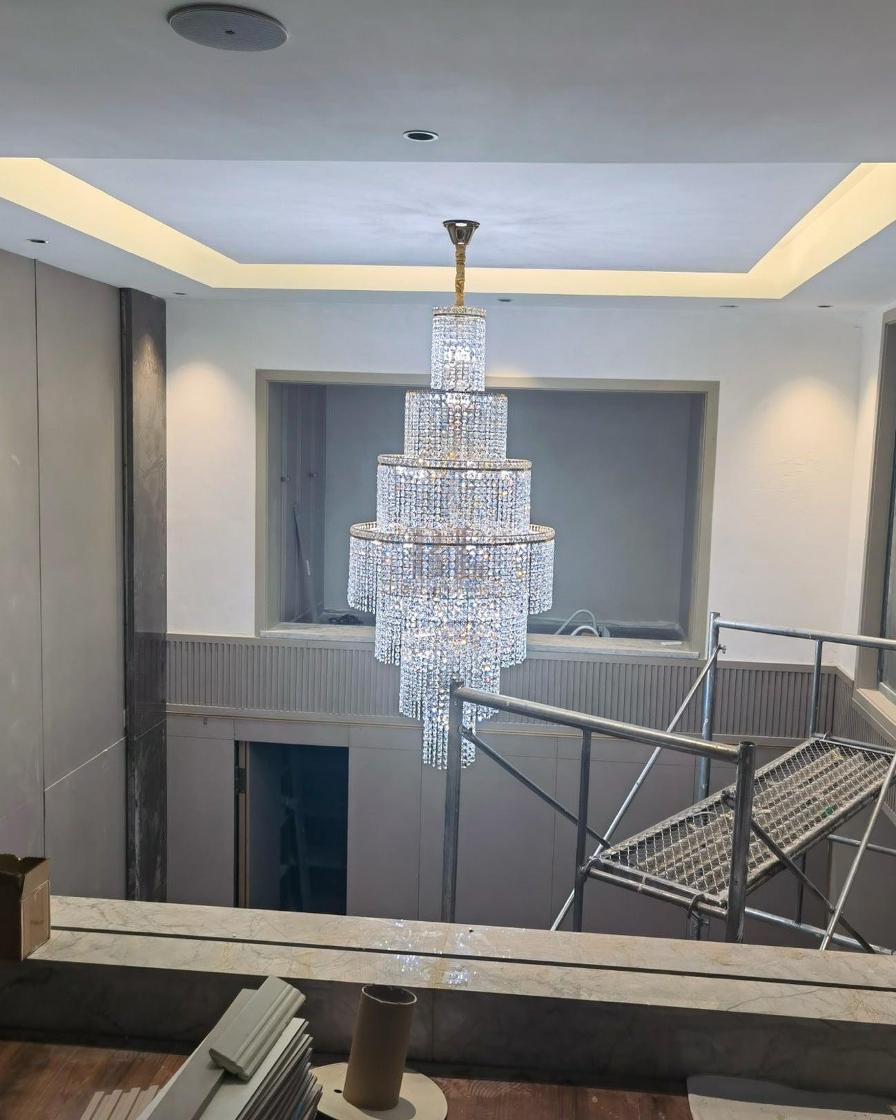 Blushlighting Tiered Crystal Foyer Chandelier - Ø31"×H91"GoldBlushlighting