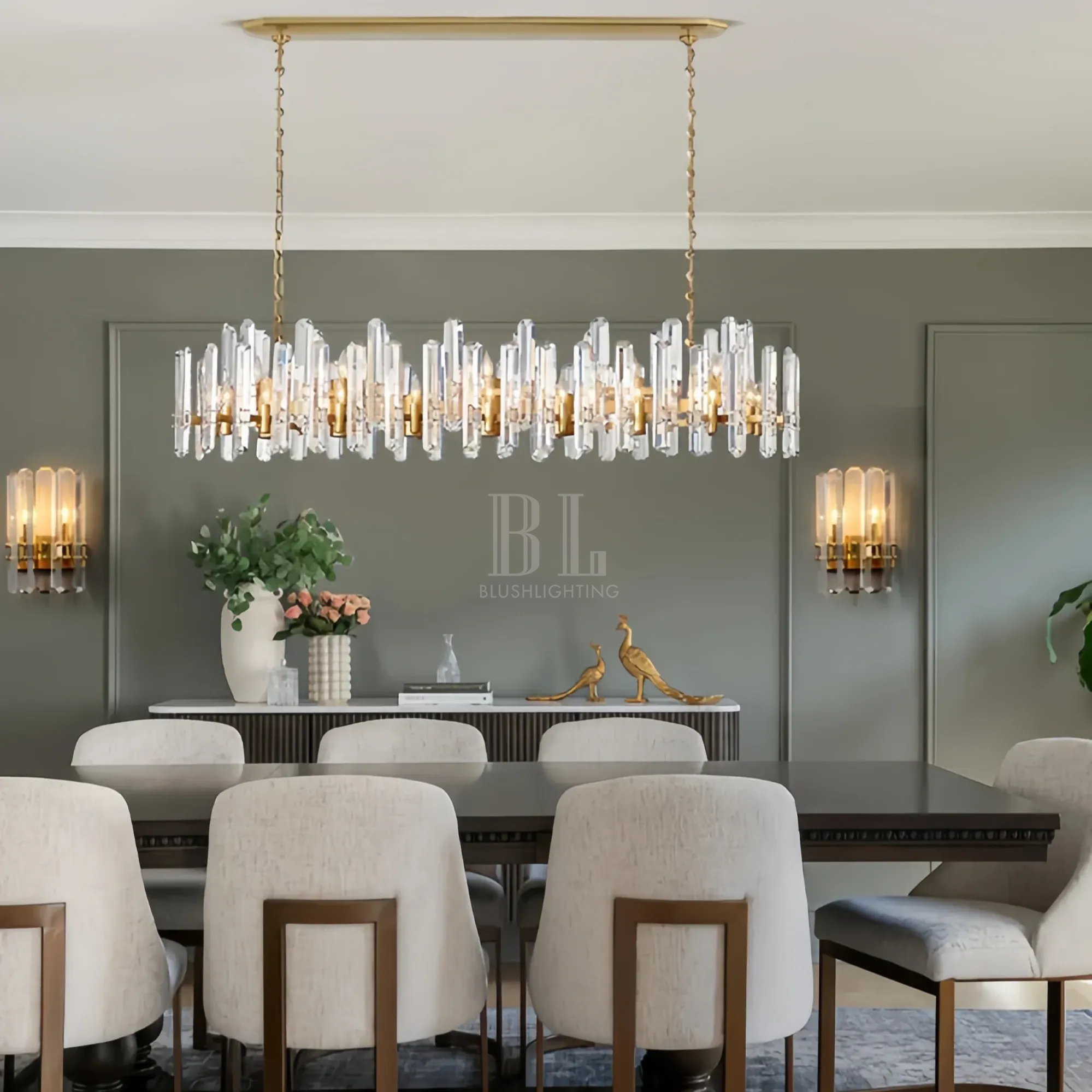 Bonington Crystal Rectangle Chandelier 54'' 72''-