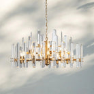 Bonington Crystal Round Chandelier 24'' 36'' 48''-36''-Lacquered Burnished Brass-