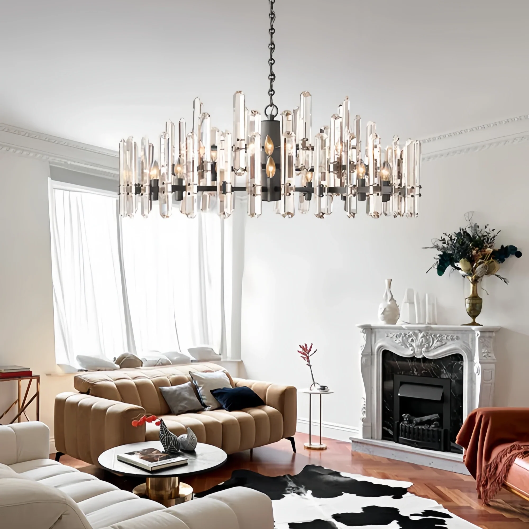 Bonington Crystal Round Chandelier 24'' 36'' 48''-