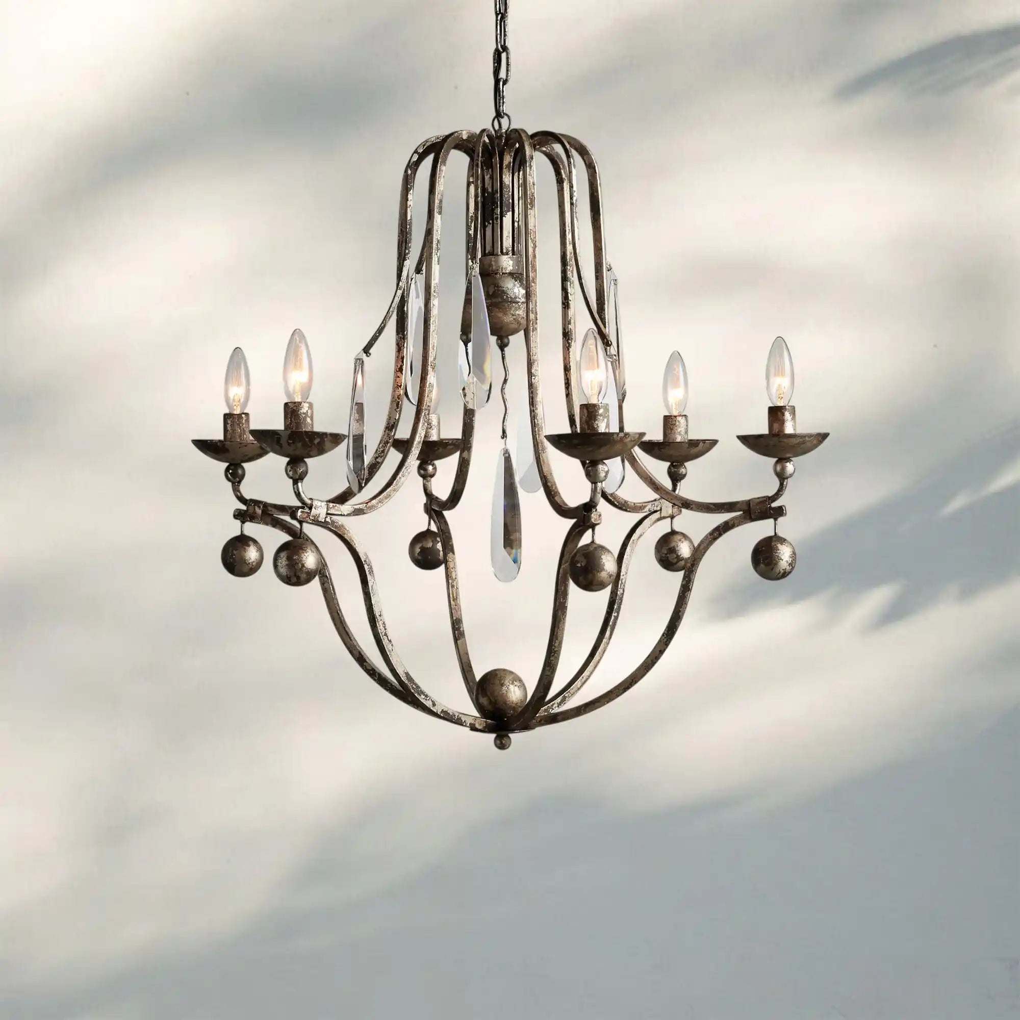 Bonita Vintage-style chandelier with six lights