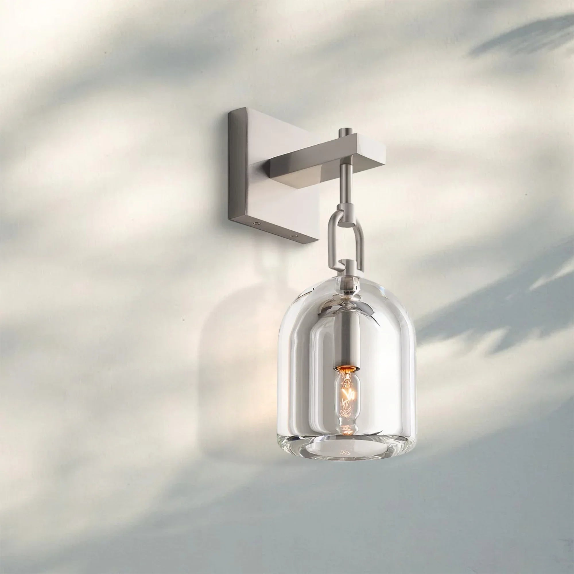 Botany Crystal Cloche Wall Sconce-Satin Nickel-