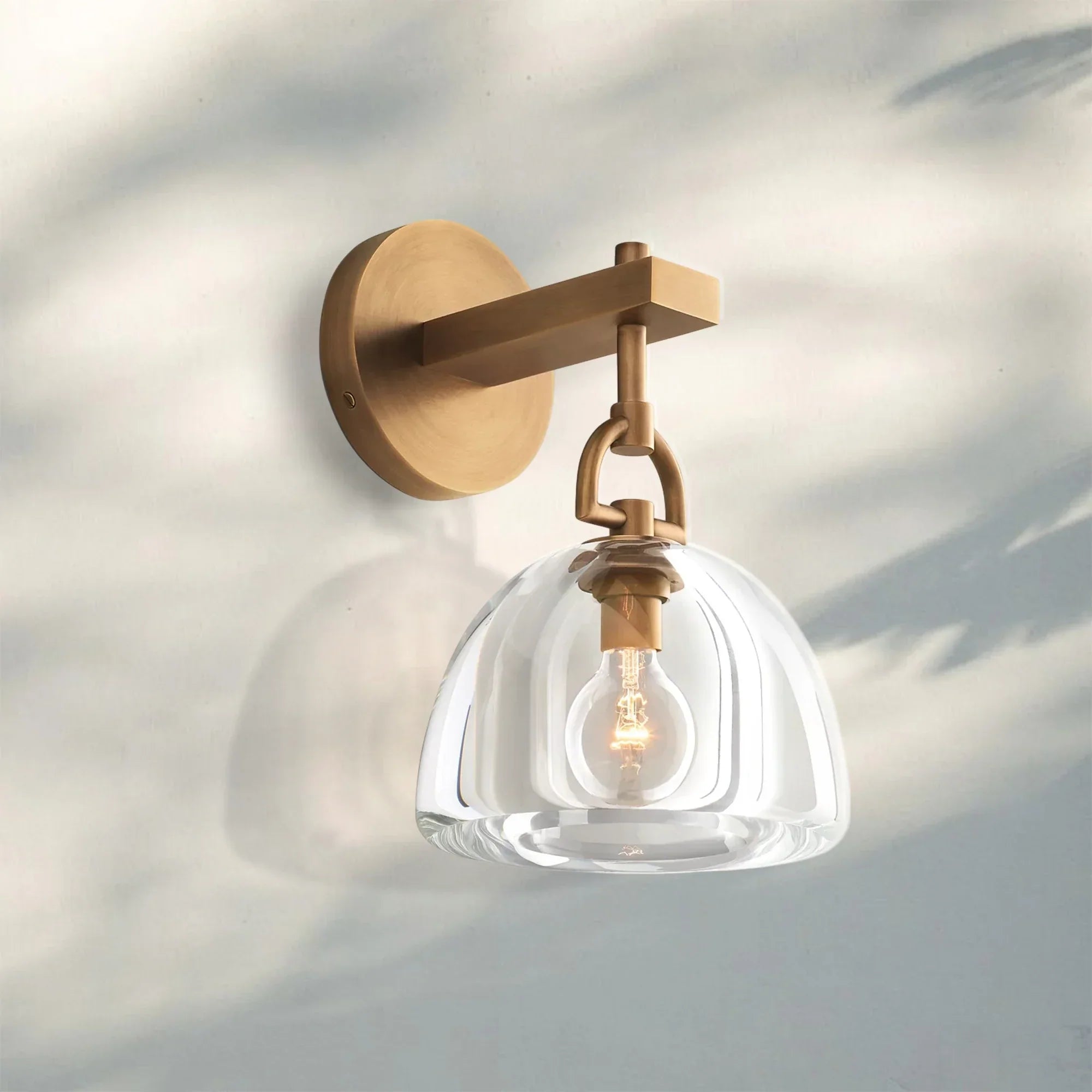 Botany Crystal Dome Wall Sconce-Lacquered Burnished Brass-