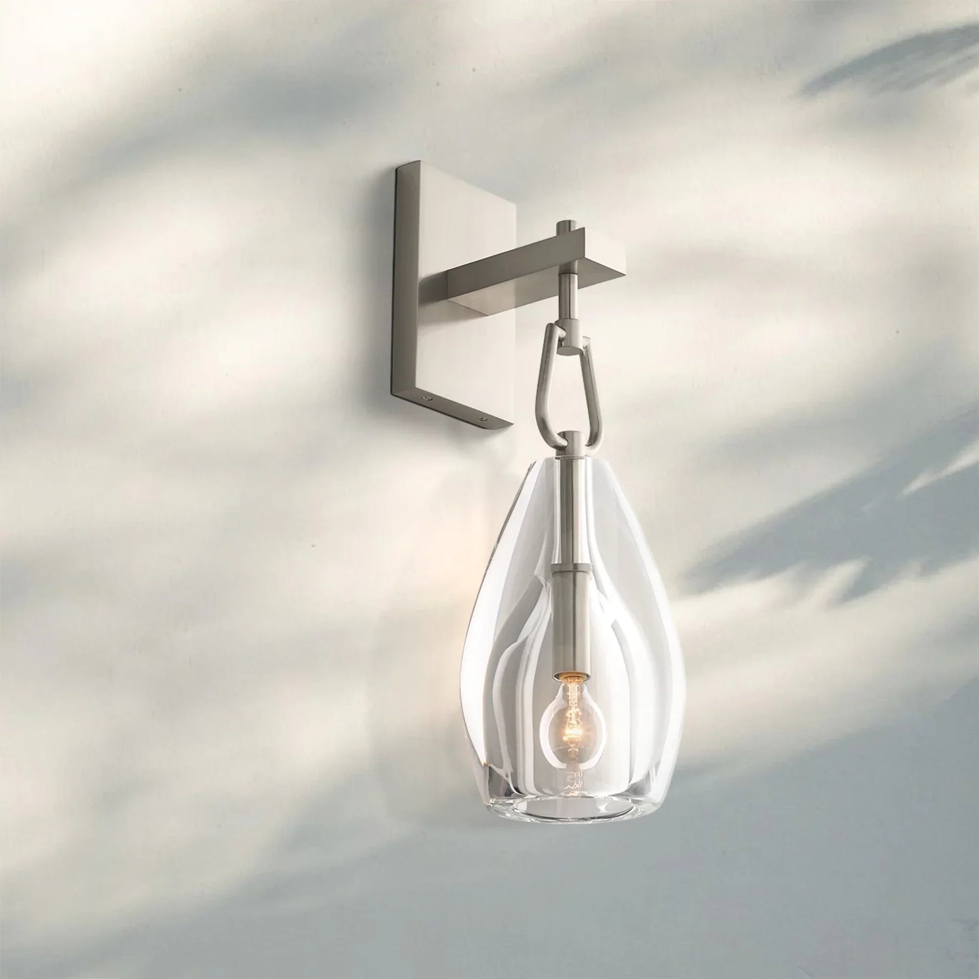 Botany Crystal Flute Wall Sconce-Nickel-