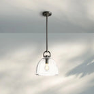 Botany Glass Dome Pendant 10″ 14″ 18″-14''-Polished Nickel-
