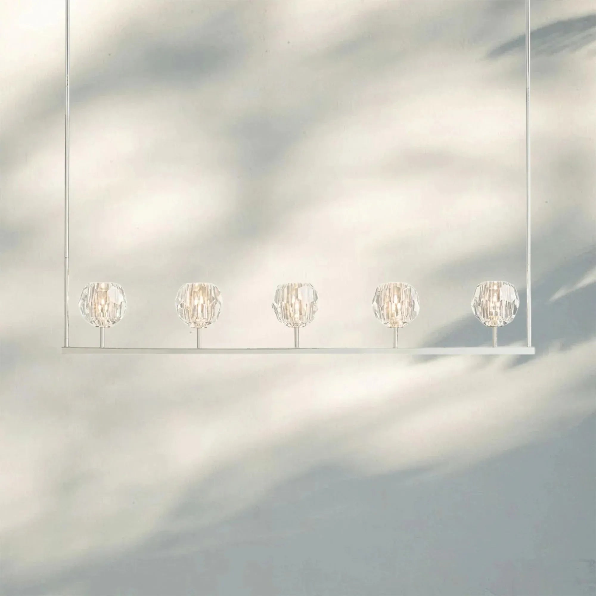 Bouble De Crystal Ball Linear Chandelier 48" 60"-Linear: 60'' 6-Light-Clear-Nickel-Blushlighting