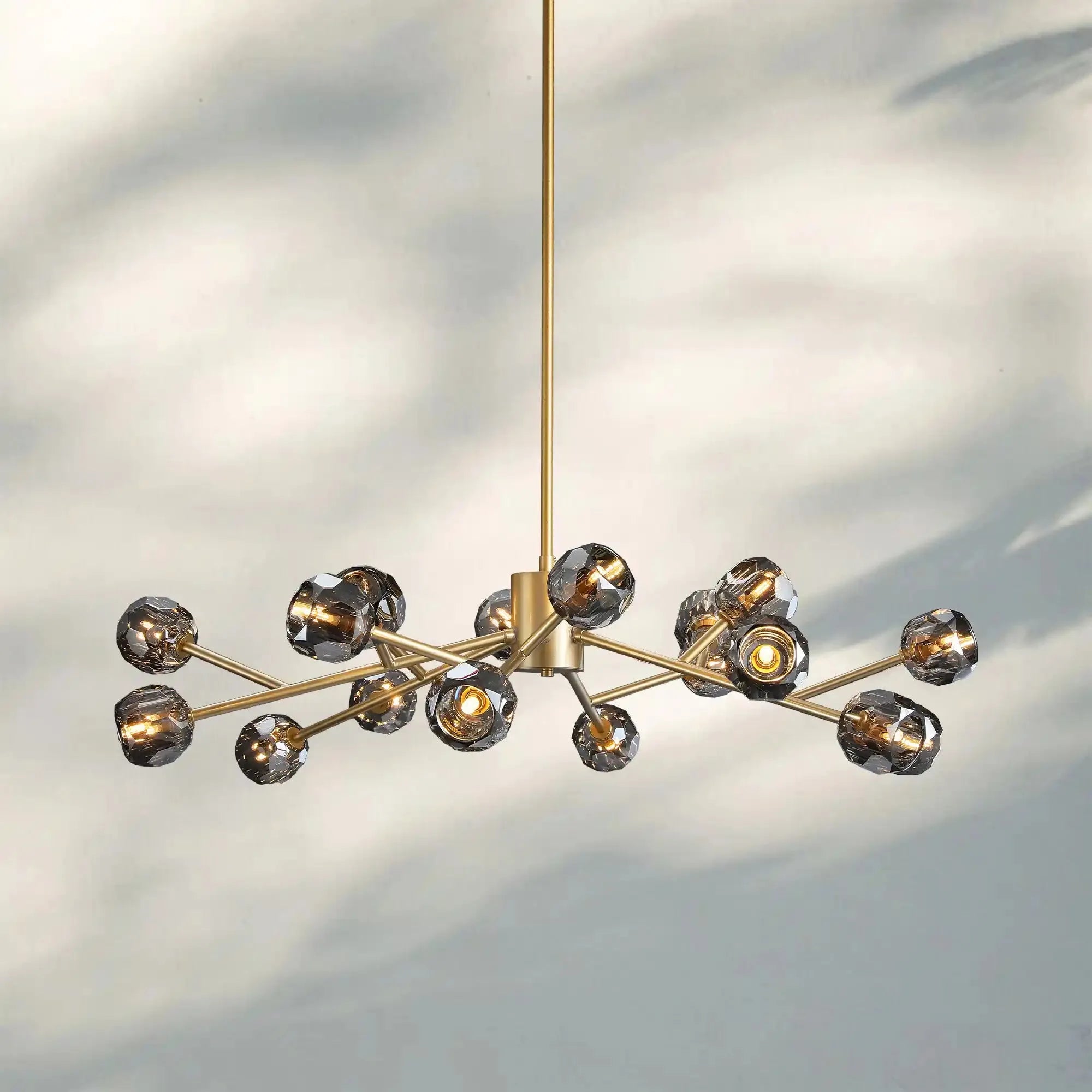 Bouble De Crystal Round Chandelier-Round 36'': 18-Light-Brass-Smoke-Blushlighting