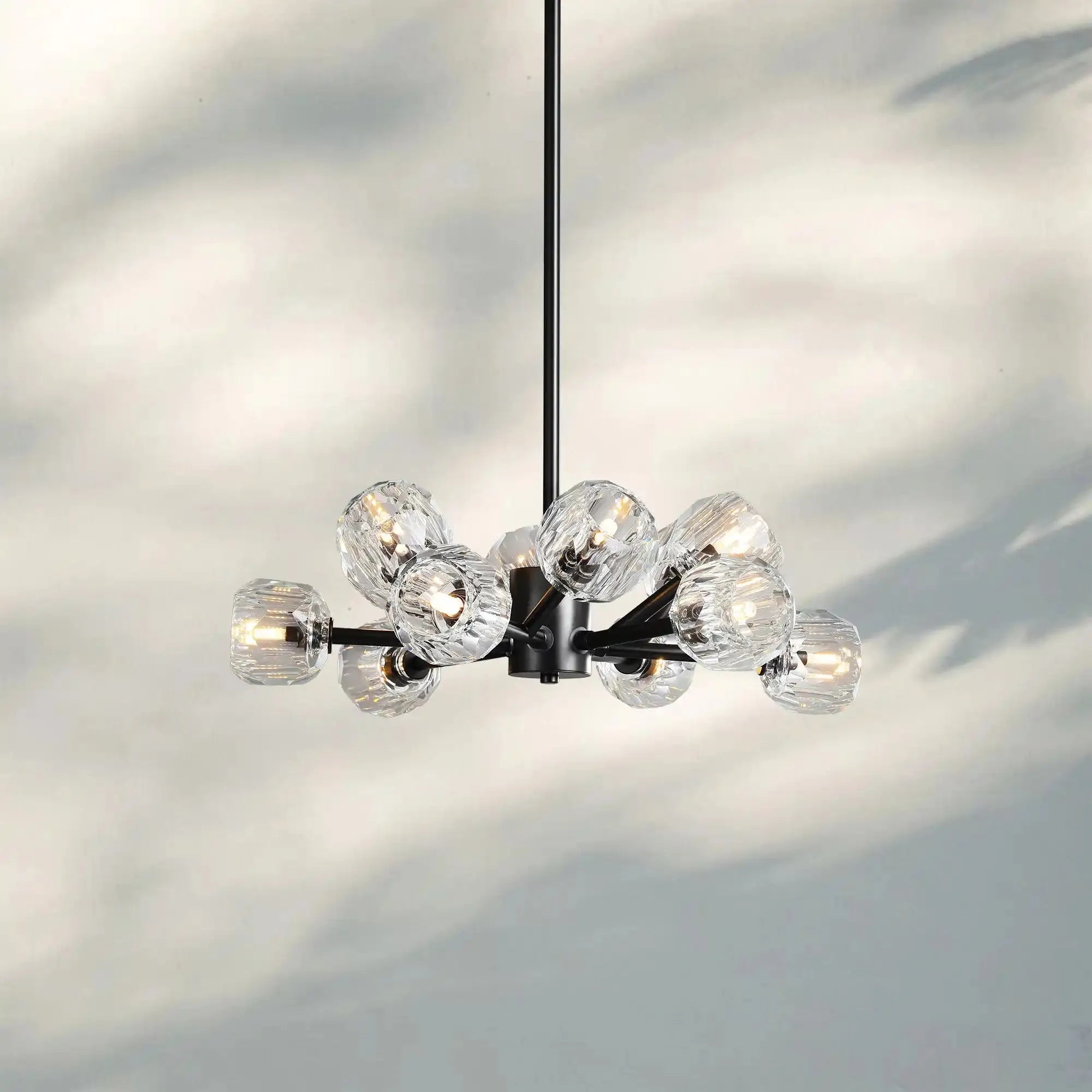 Bouble De Crystal Round Chandelier-Round 24'': 12-Light-Bronze-Clear-Blushlighting
