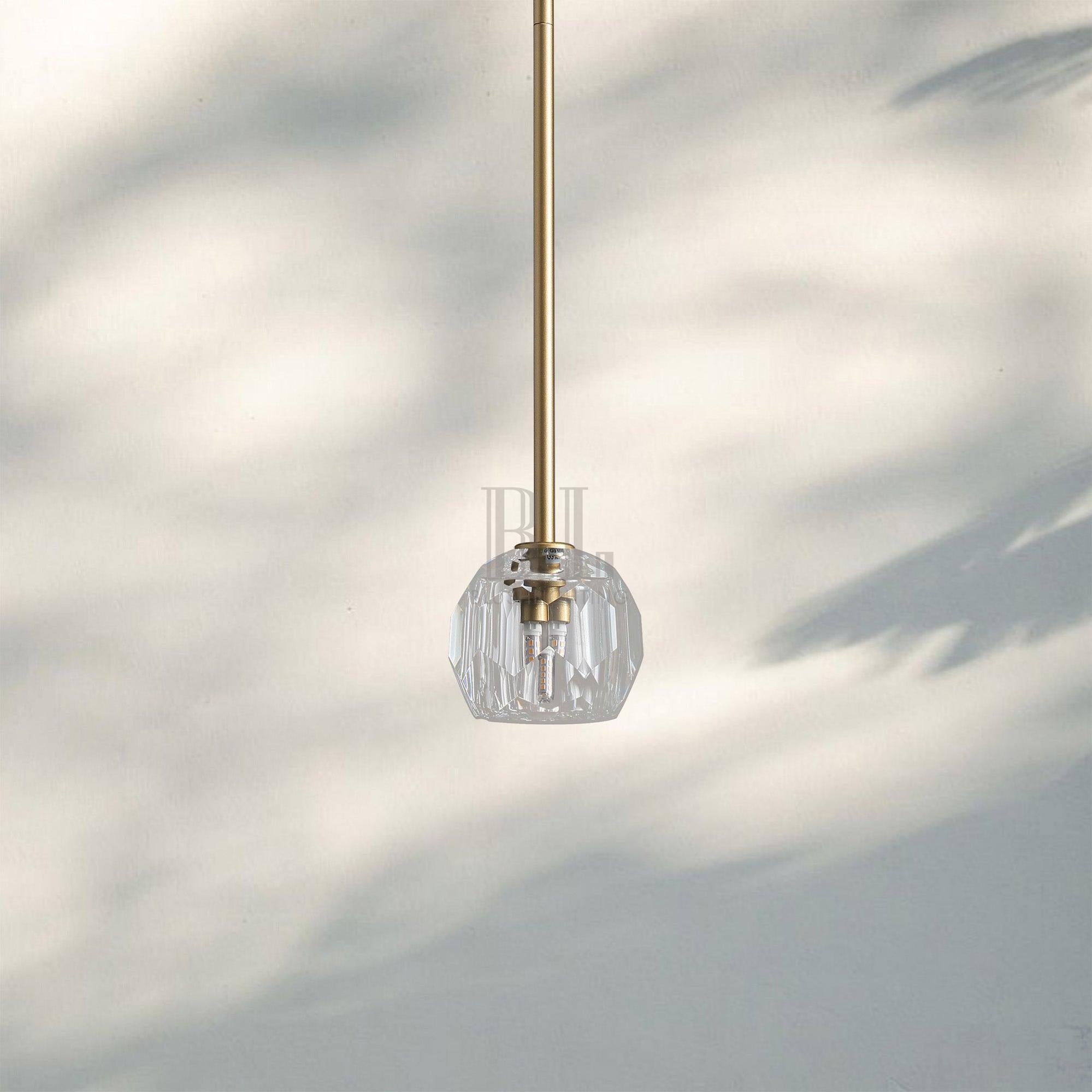 Bouble De Crystal Pendant Light-Brass-Clear-Cord
