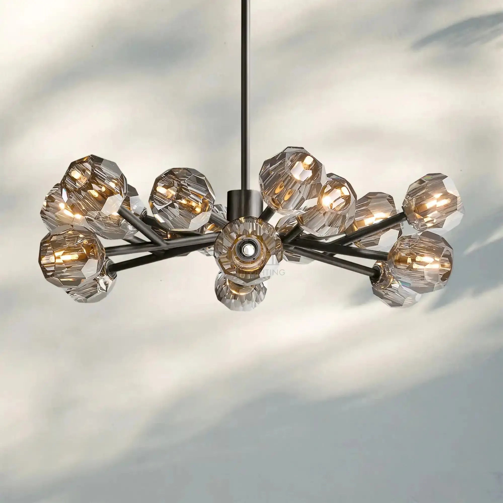 Bouble De Crystal Round Chandelier-Round 48'': 18-Light-Bronze-Smoke-Blushlighting