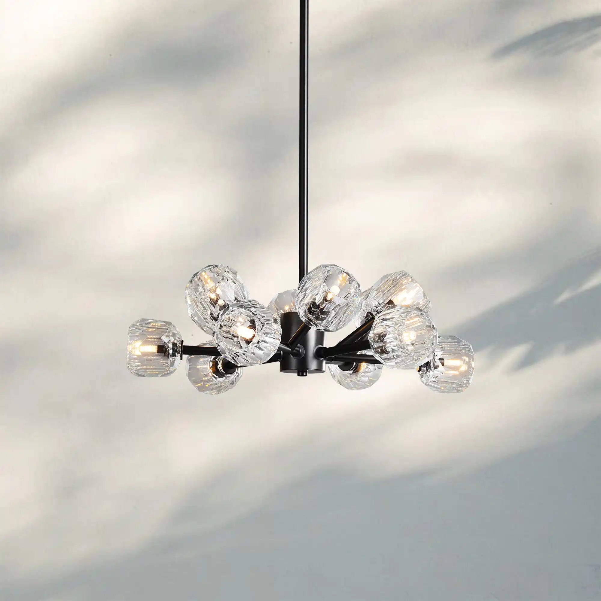 Bouble De Crystal Round Chandelier-Round 24'': 12-Light-Bronze-Clear-Blushlighting