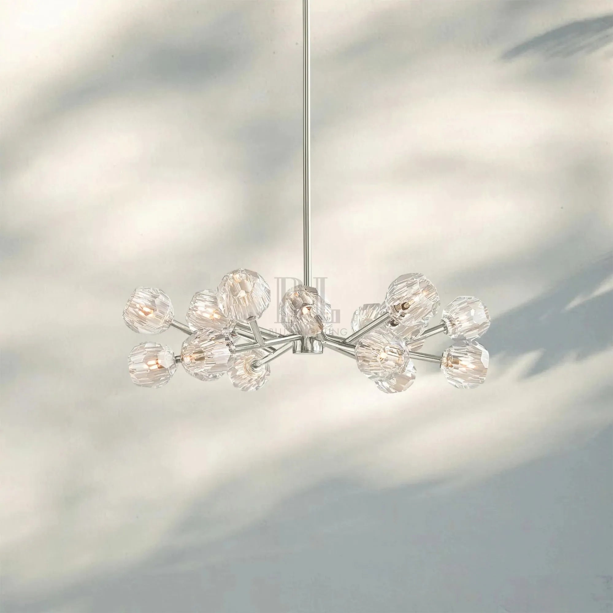 Bouble De Crystal Round Chandelier-Round 24'': 12-Light-Nickel-Clear-Blushlighting