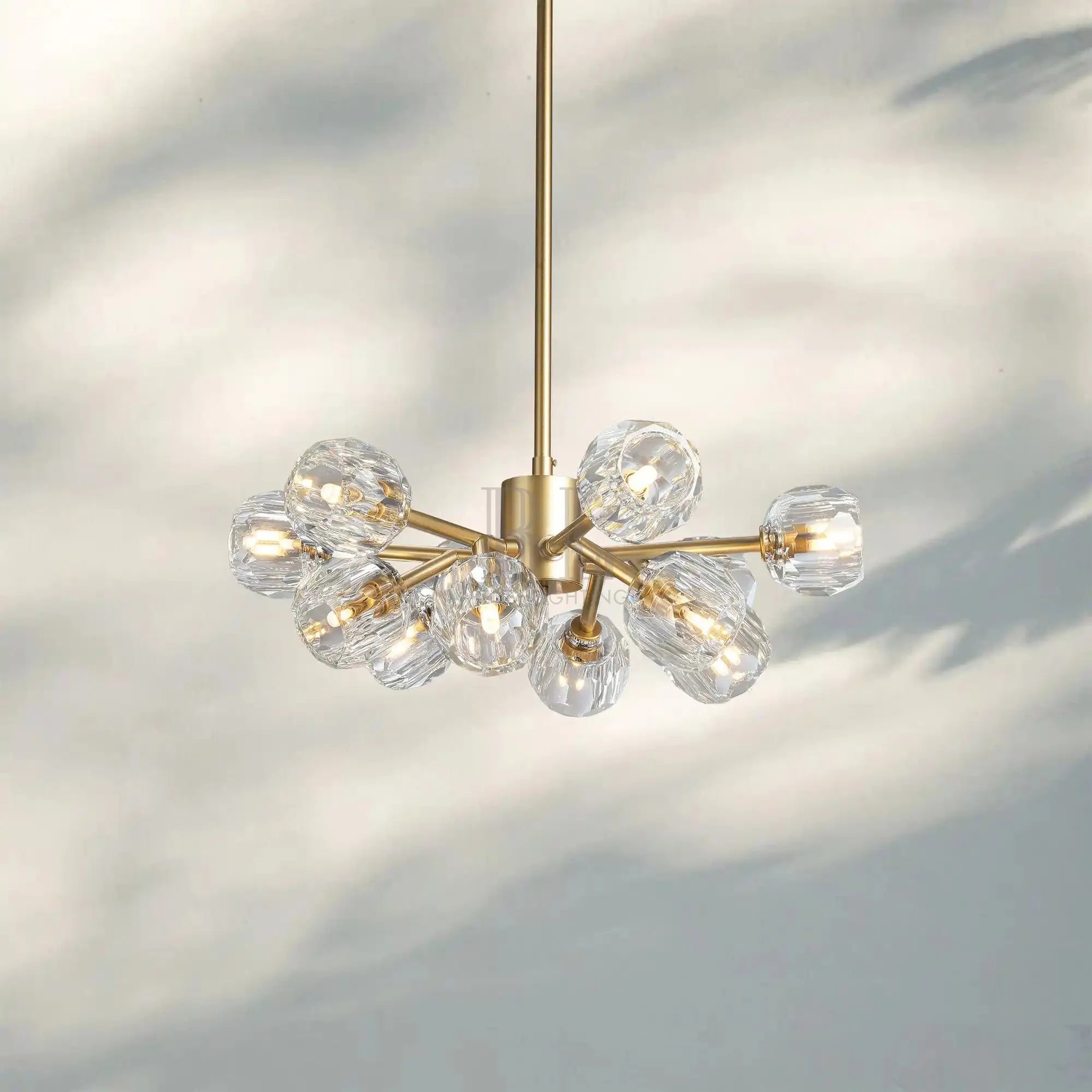 Bouble De Crystal Round Chandelier-Round 24'': 12-Light-Brass-Clear-Blushlighting