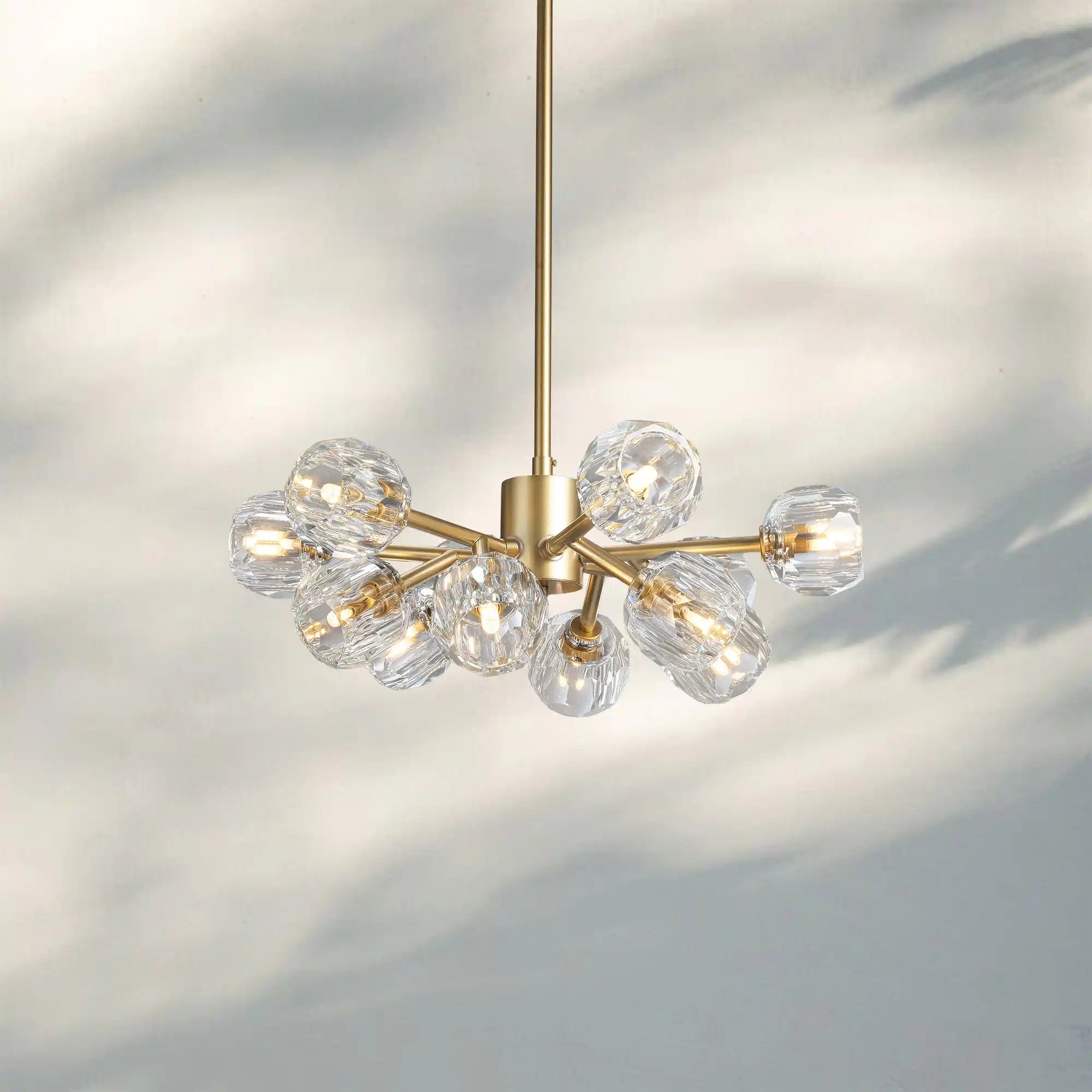 Bouble De Crystal Round Chandelier-Round 24'': 12-Light-Brass-Clear-Blushlighting
