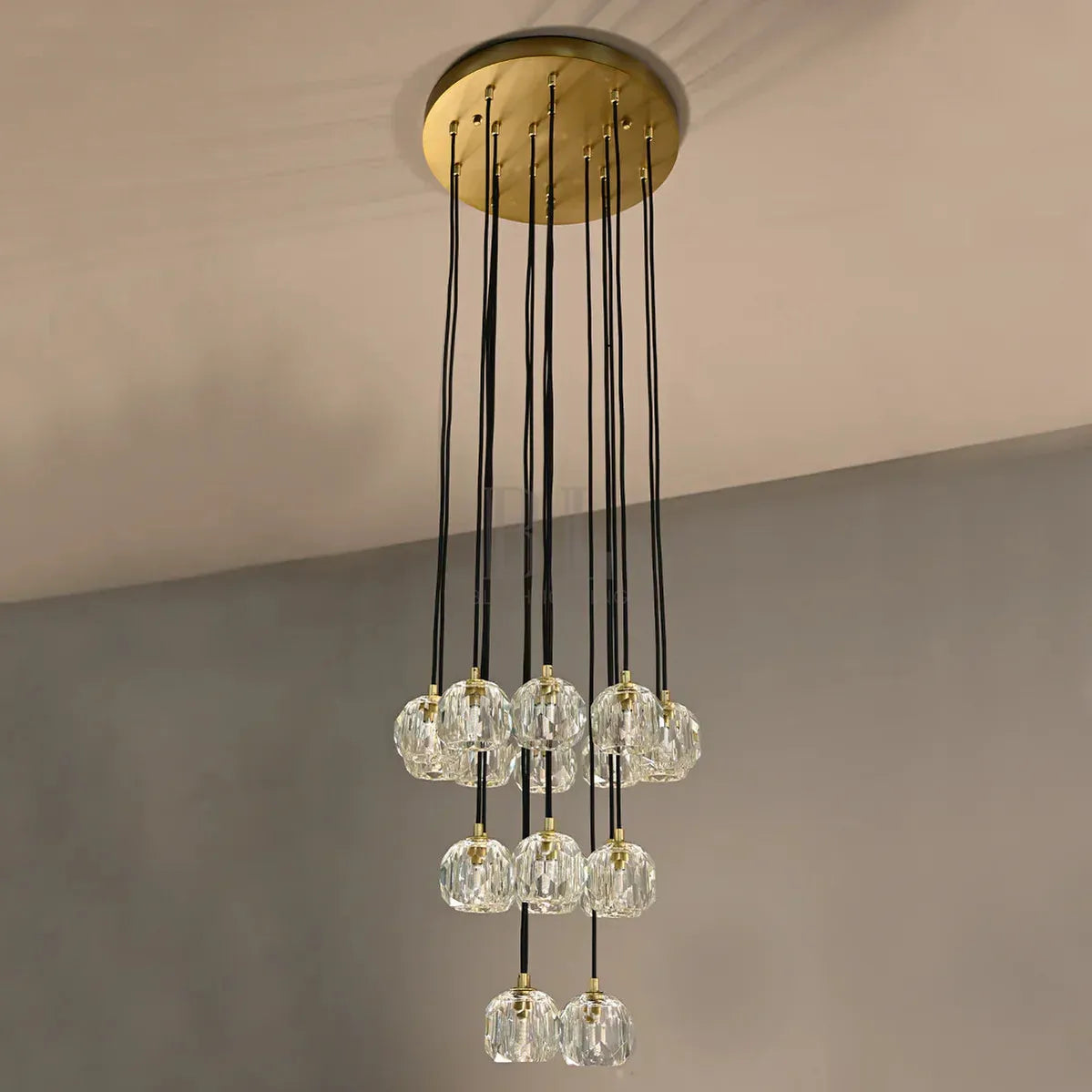 Bouble De Crystal Round Cluster Chandelier-Blushlighting