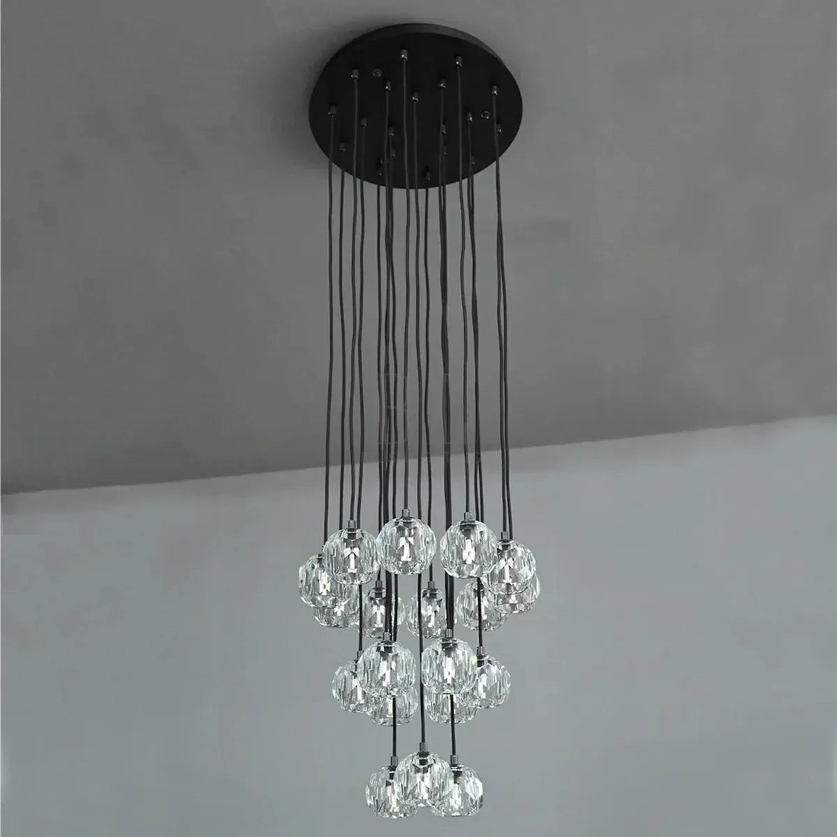 Bouble De Crystal Round Cluster Chandelier-Blushlighting