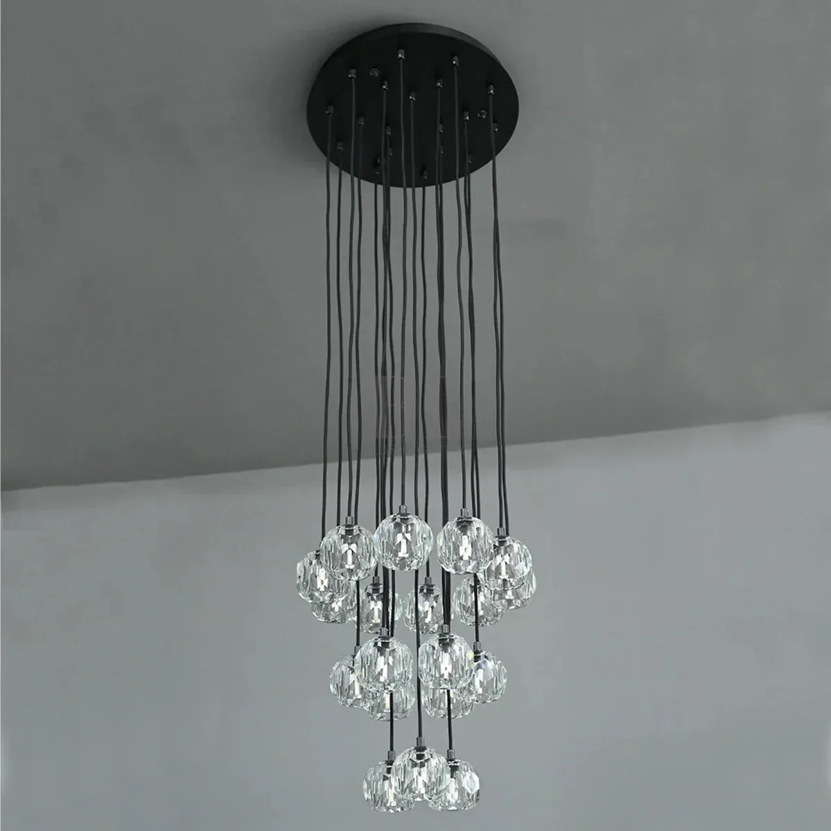 Bouble De Crystal Round Cluster Chandelier-Blushlighting