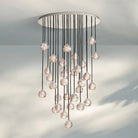 Bouble De Crystal Round Cluster Chandelier-Round: 40'' 30 Light-Clear-Polished Nickel-Blushlighting